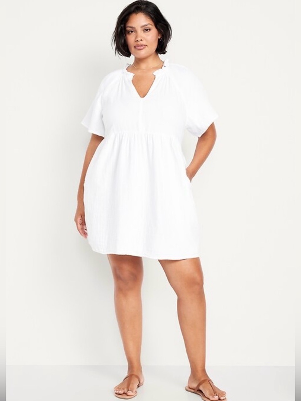Old Navy White V-Neck Dress